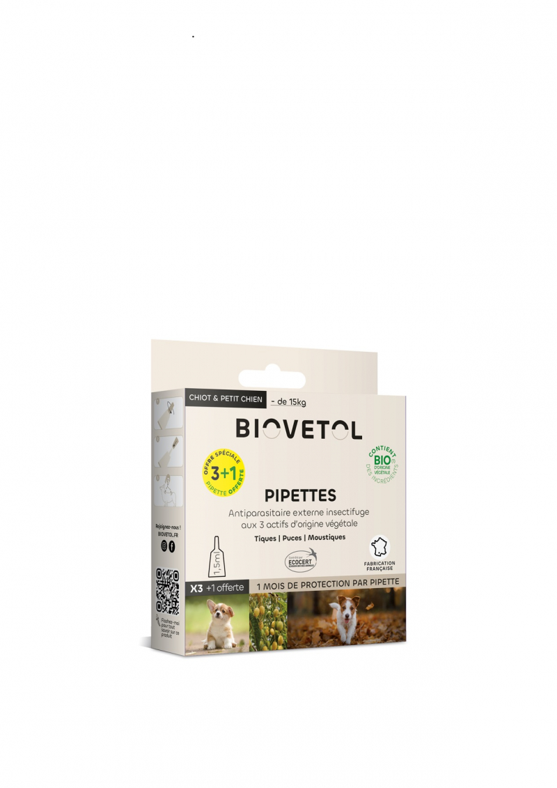 BIOVETOL Pipetas insectífugas Bio para cachorro/pequeno cão