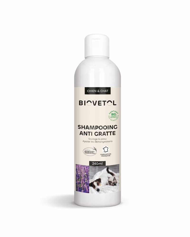 BIOVETOL Shampooing anti-gratte bio para perro y gato