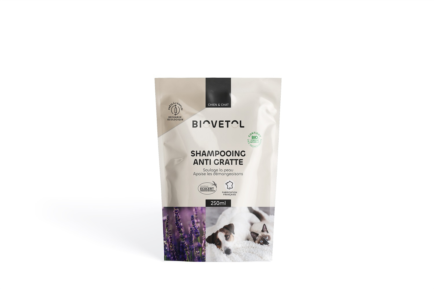 BIOVETOL Shampooing anti-gratte bio pour chien et chat