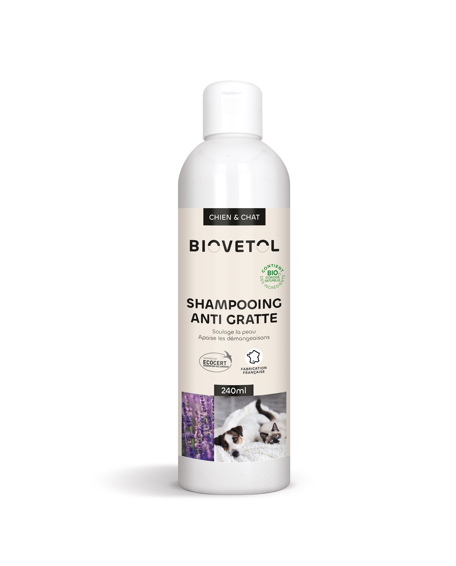 BIOVETOL Shampooing anti-gratte bio pour chien et chat