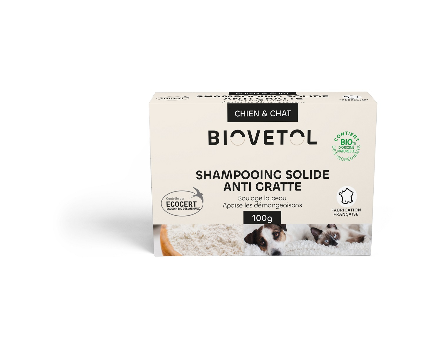 BIOVETOL Shampooing sólido anti-picazón Bio para perro y gato