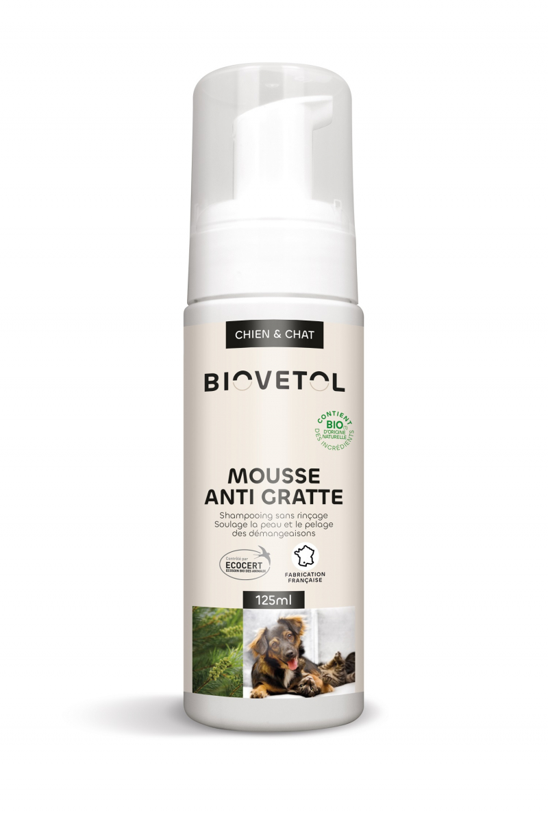 BIOVETOL Mousse anti-gratte bio pour chien et chat