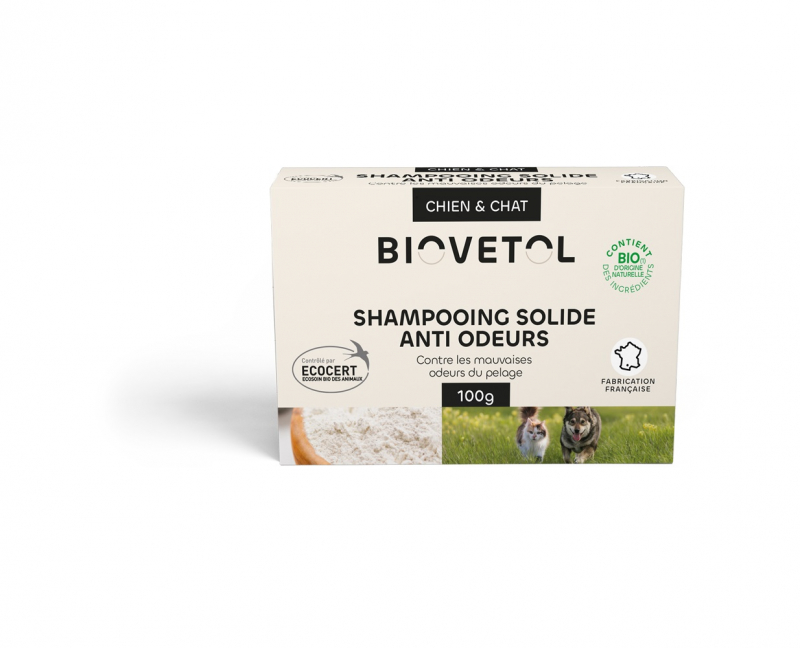 BIOVETOL Shampooing solide anti-odeur Bio pour chien et chat