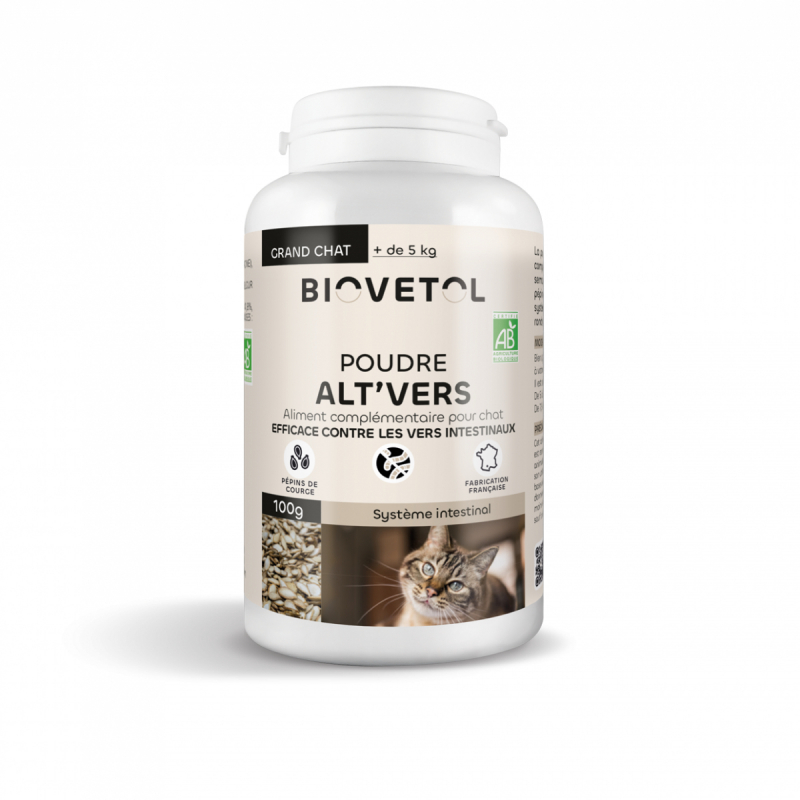 BIOVETOL Poudre Alt'vers bio pour grand chat