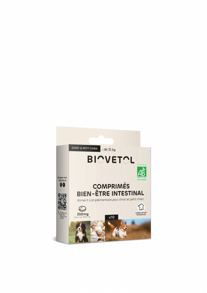 BIOVETOL Comprimés bien-être intestinal bio pour chiot / petit chien