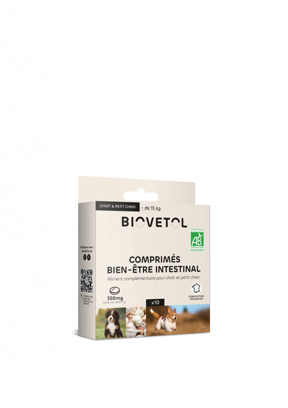BIOVETOL Comprimés bien-être intestinal bio pour chiot / petit chien