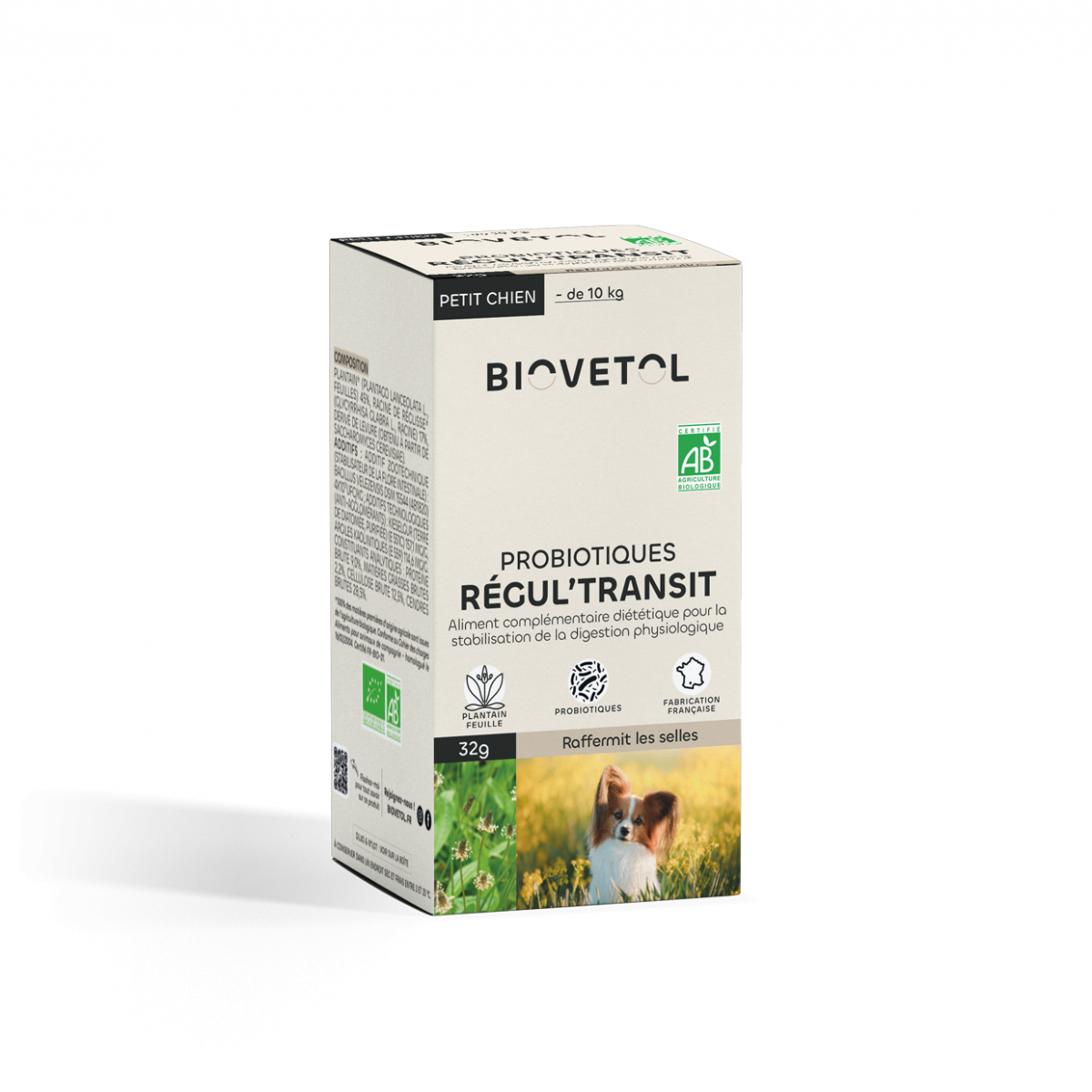 BIOVETOL Poudre régul'transit bio pour petit chien 