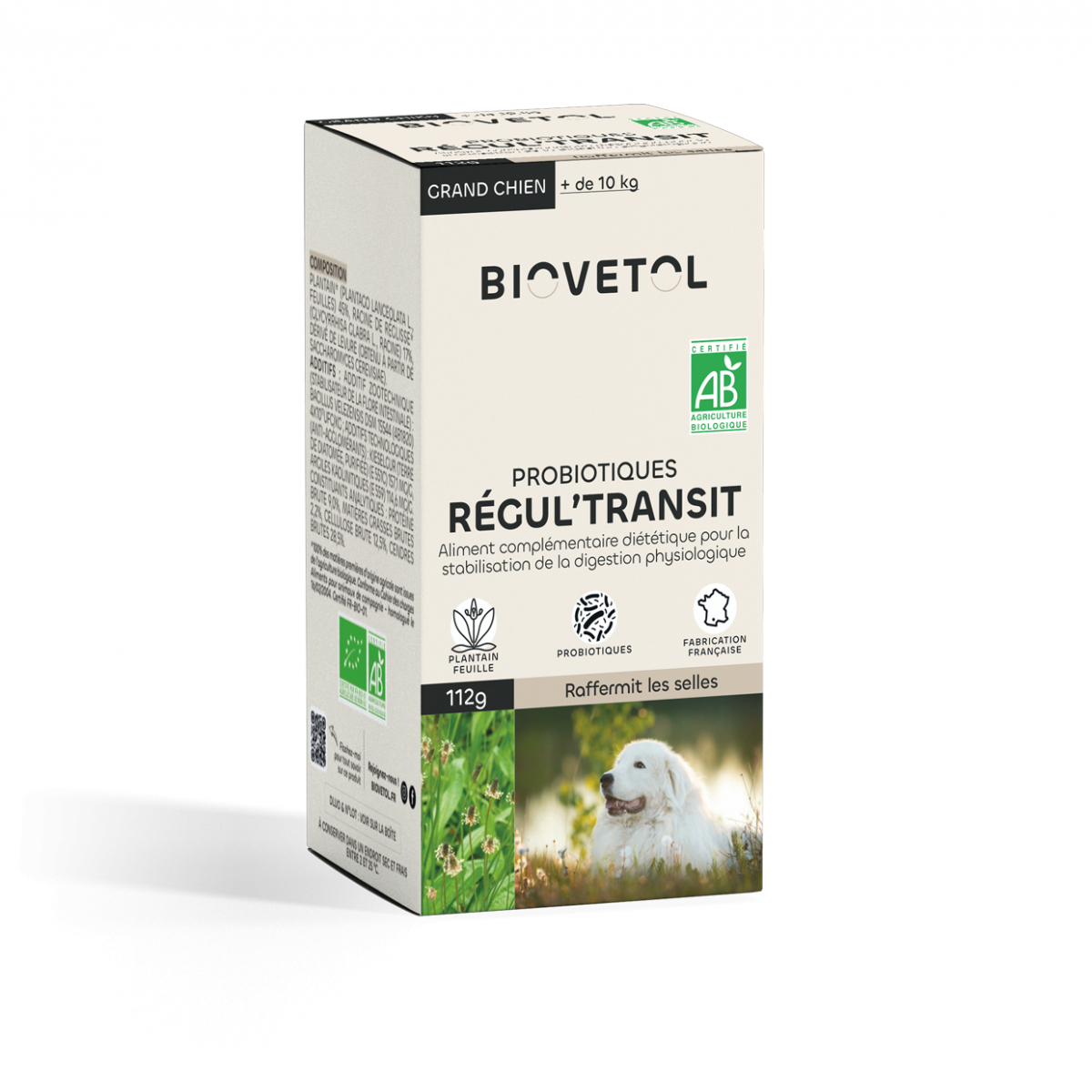 BIOVETOL Poudre régul'transit bio pour grand chien