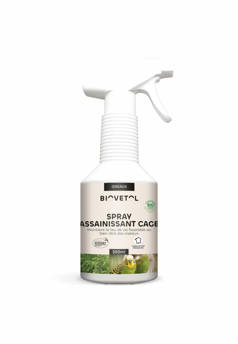 BIOVETOL Spray assainissant bio pour cage d'oiseaux