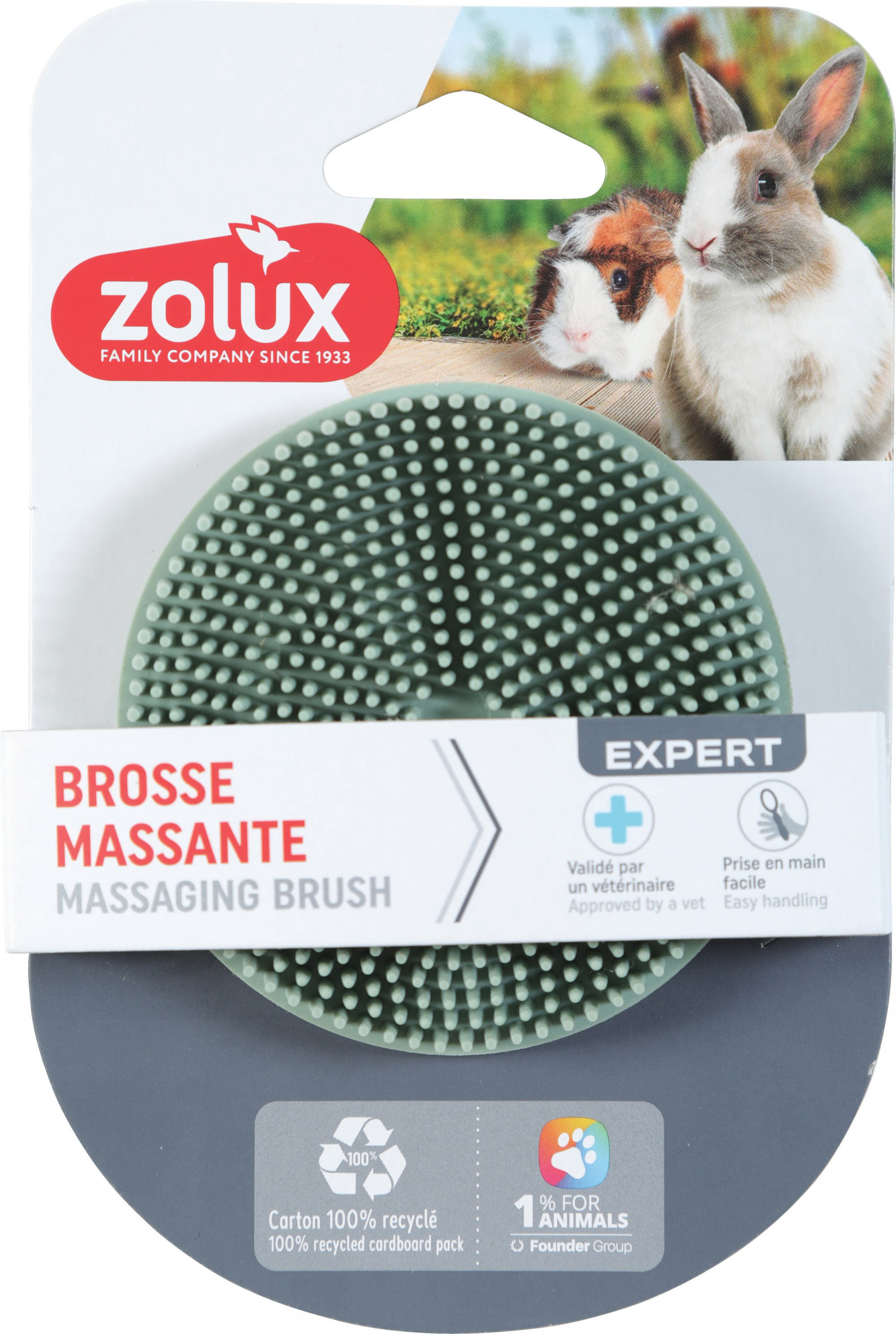 Brosse massante en caoutchouc pour rongeur