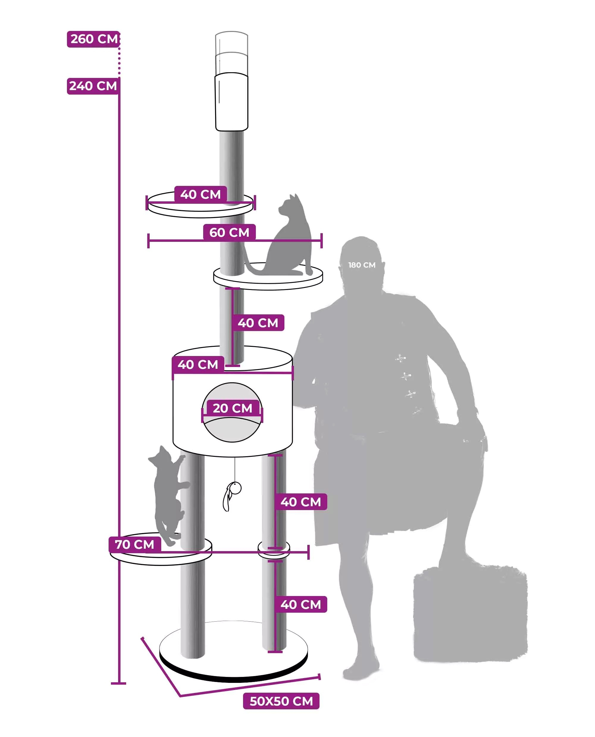 Árbol para gatos Anna crema - 240cm