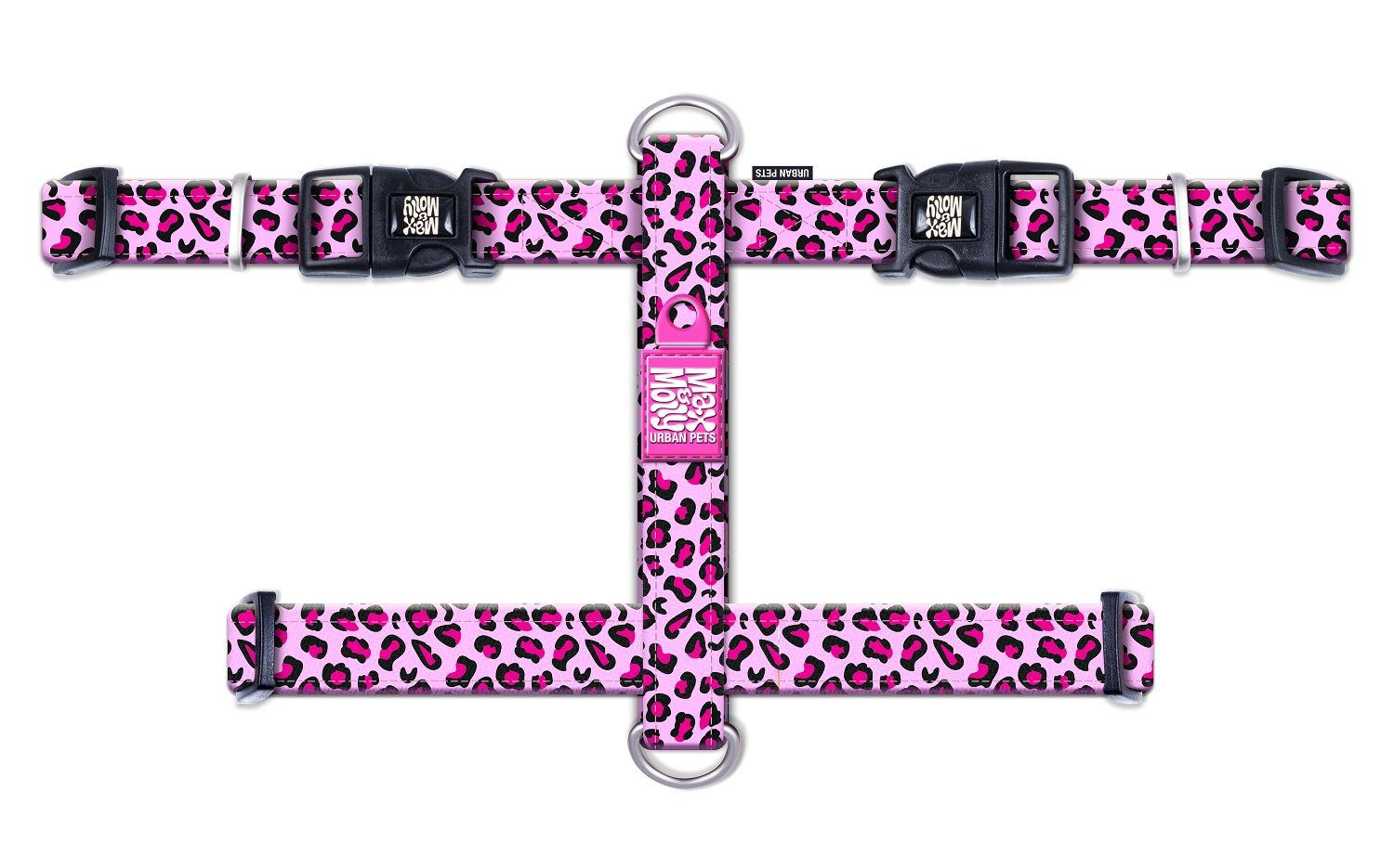 Max & Molly Peitoral com guia para gato - Leopard Pink