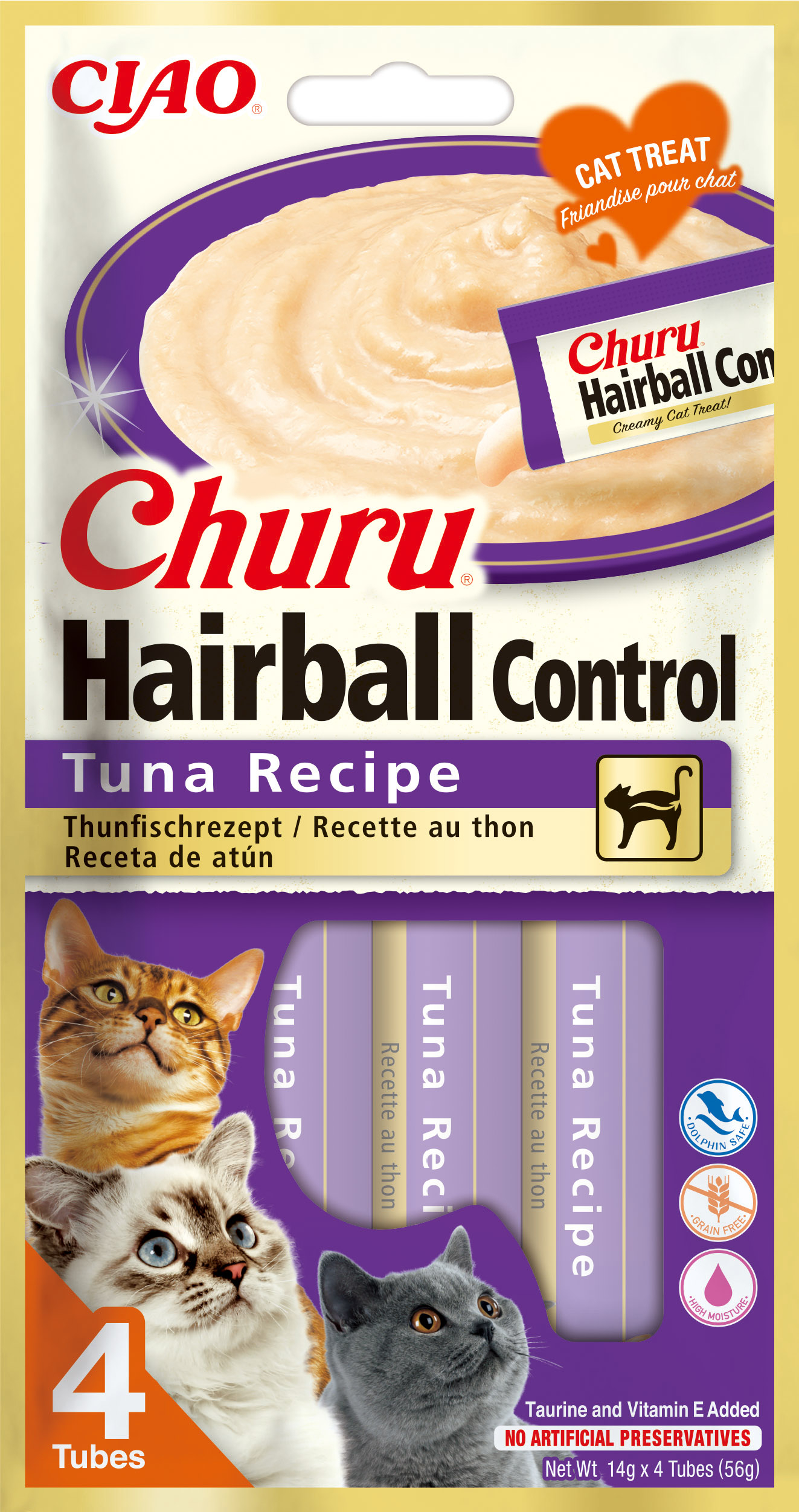 CIAO CHURU snack Hairball met tonijn voor katten