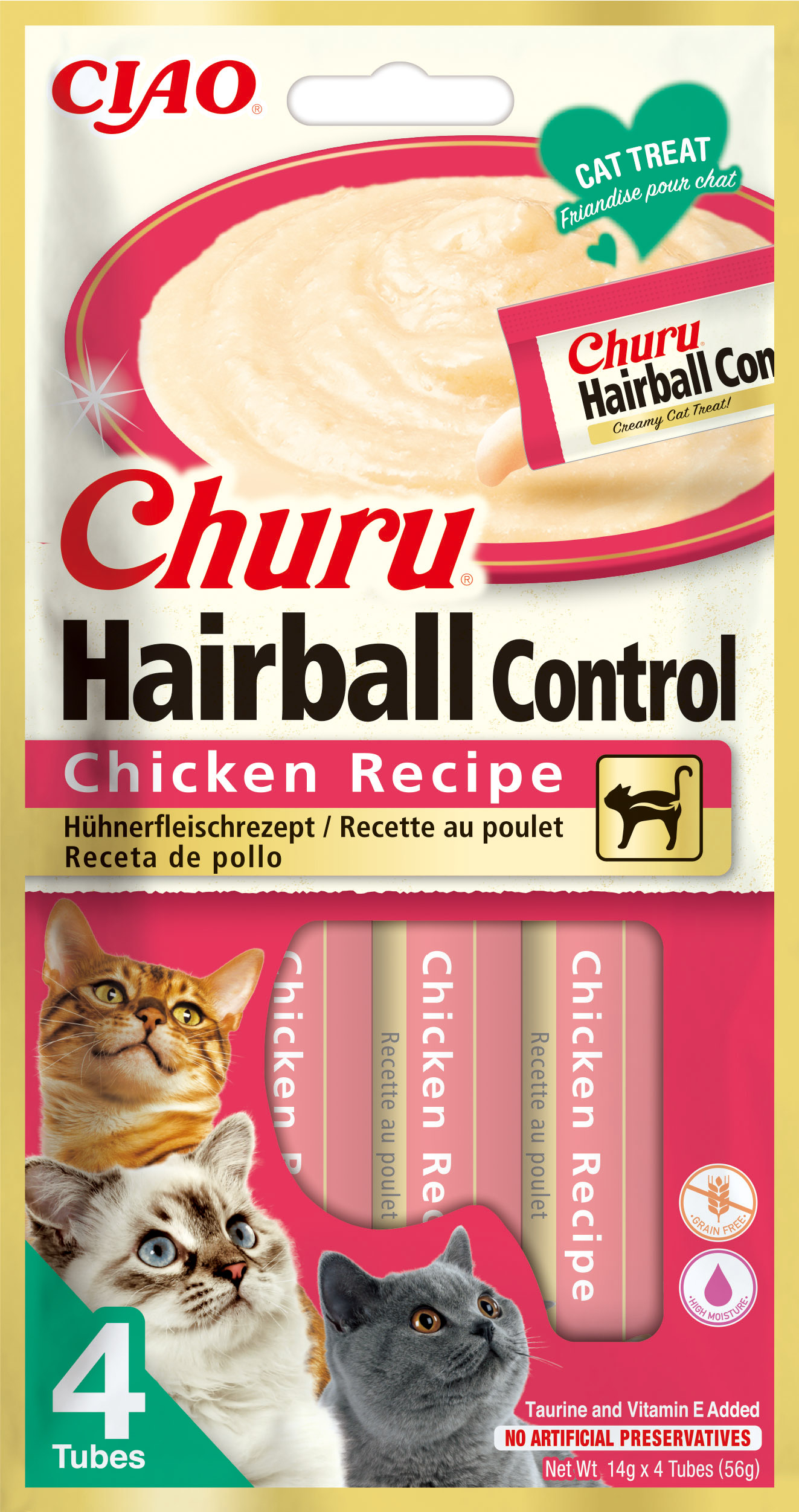 CIAO CHURU Leckerli Hairball mit Huhn für Katzen