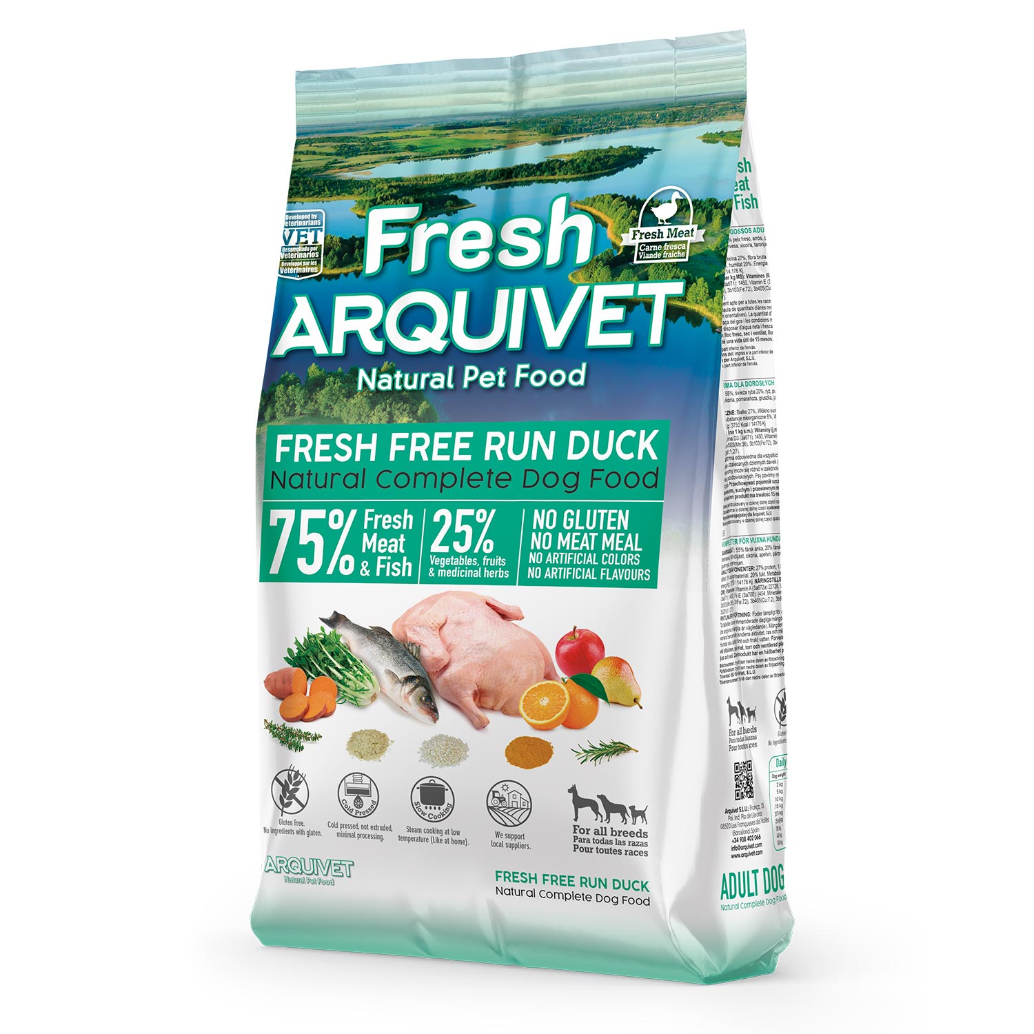 ARQUIVET Fresh Free Run Duck - Canard frais de la ferme pour Chien Adulte