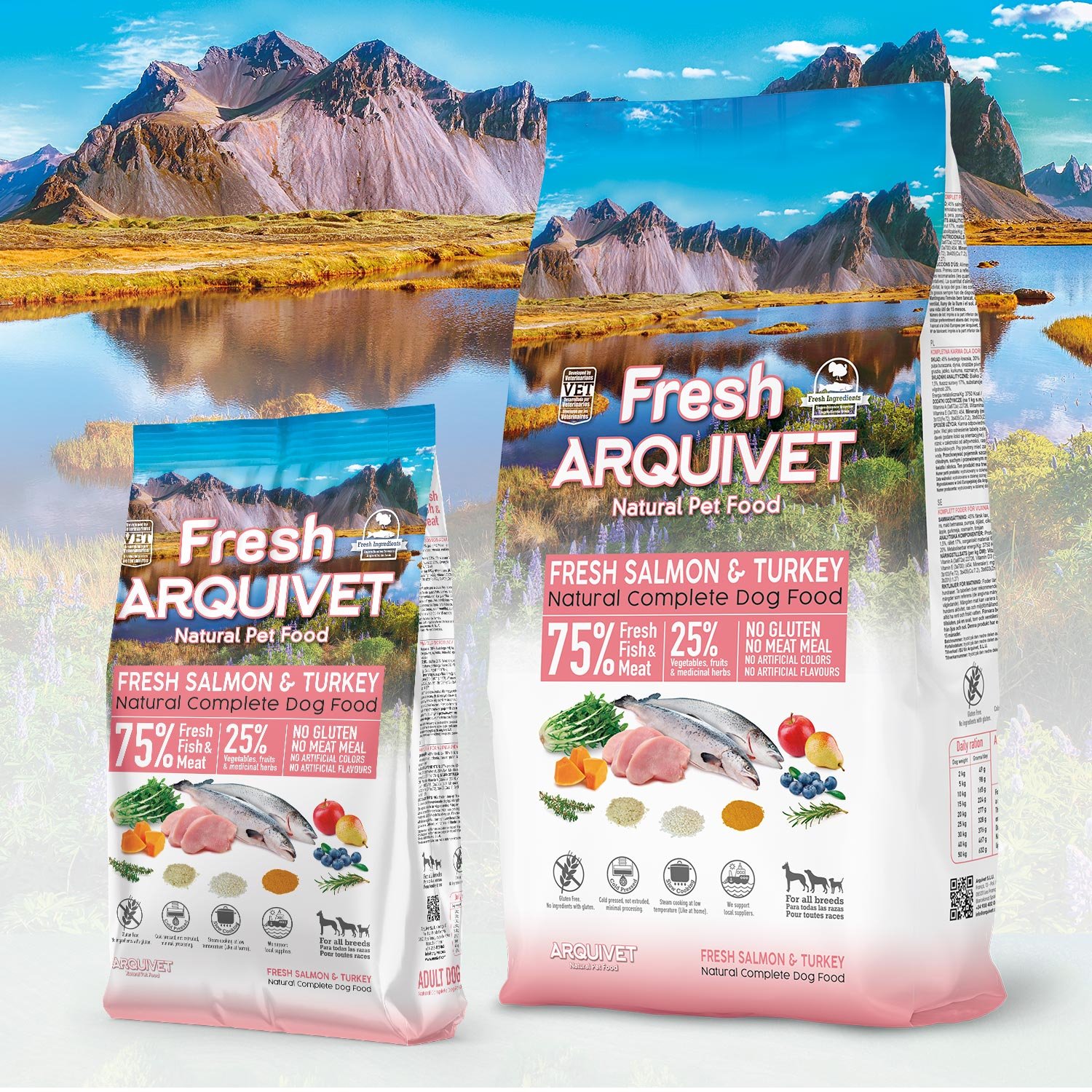 ARQUIVET Adult Halbfeuchtes Hundefutter mit frischem Lachs und frischer Pute