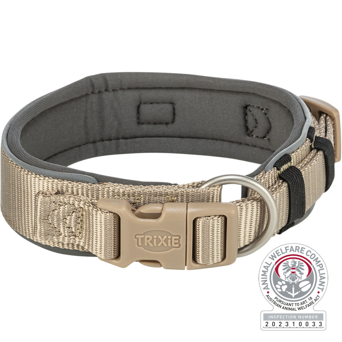 Premium halsband Extra Large Zand/Grijs Grafiet voor Hond