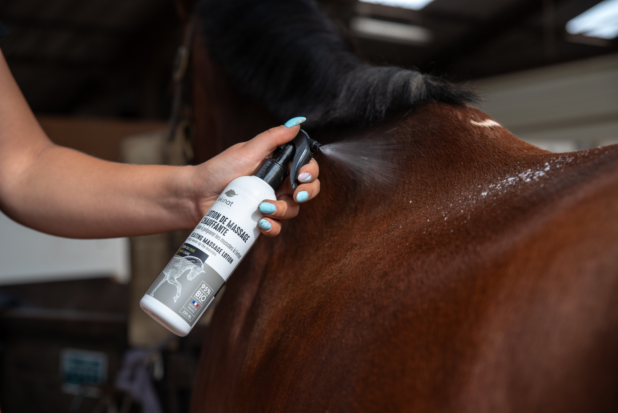 EKINAT Loción de masaje calentadora para caballos