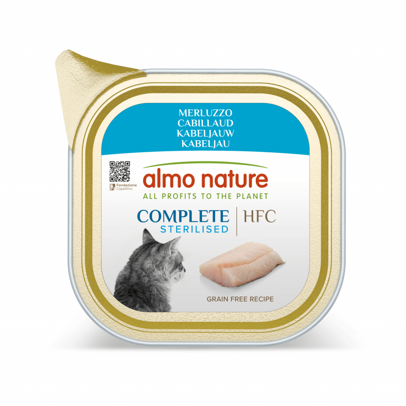 ALMO NATURE HFC Complete Sterilised Patê natural sem glúten nem cereais adicionados para Gato Esterilizado - 4 sabores à escolha