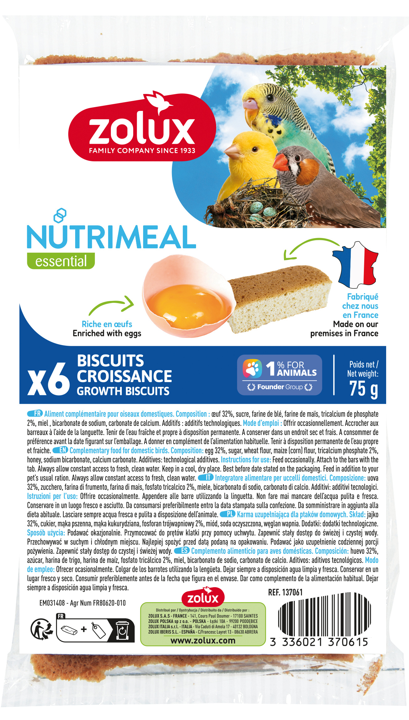 Biscuits Nutrimeal pour oiseaux - Plusieurs saveurs