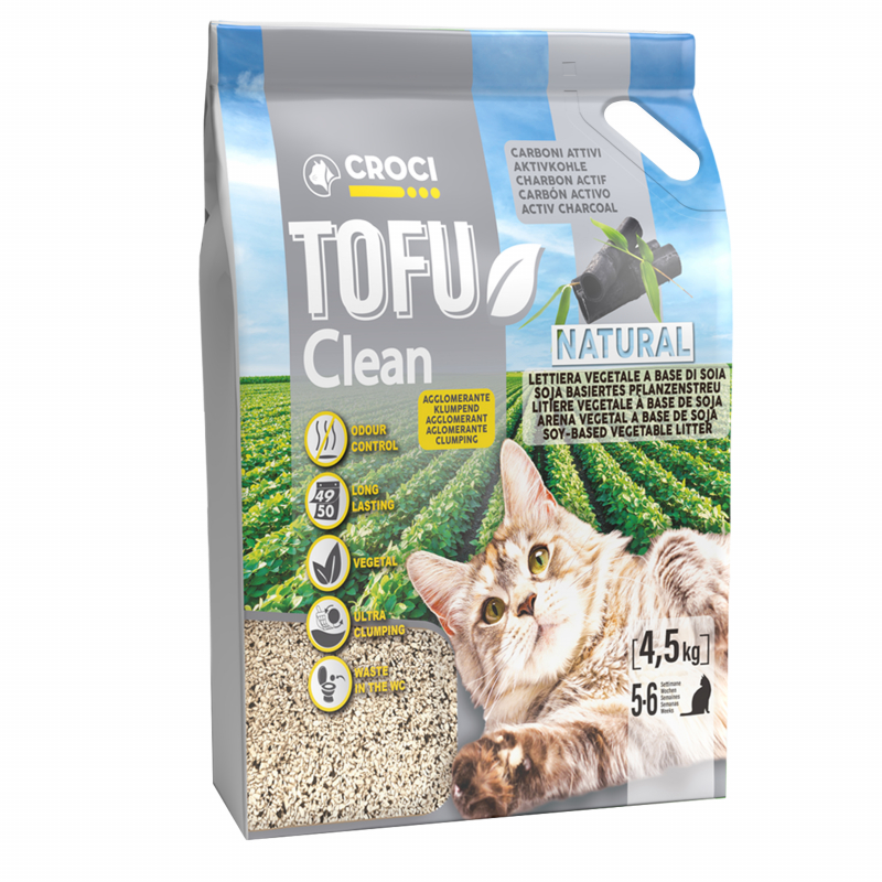 Litière végétale Tofu Clean au charbon actif