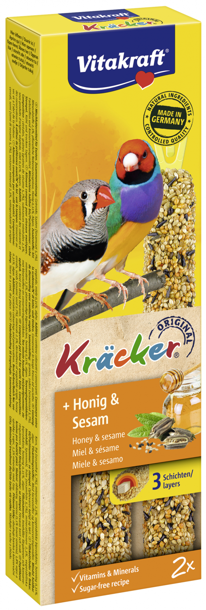 Friandises Kräcker Miel et Sésame pour oiseaux exotiques