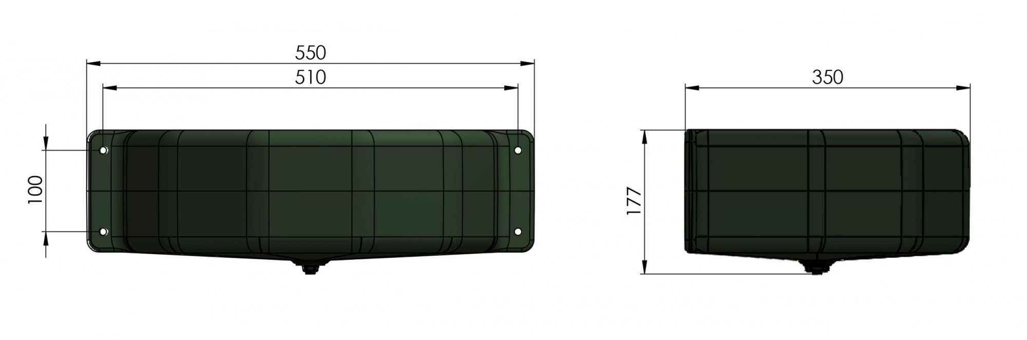 Comedouro semi-circular verde para cavalo - 25L