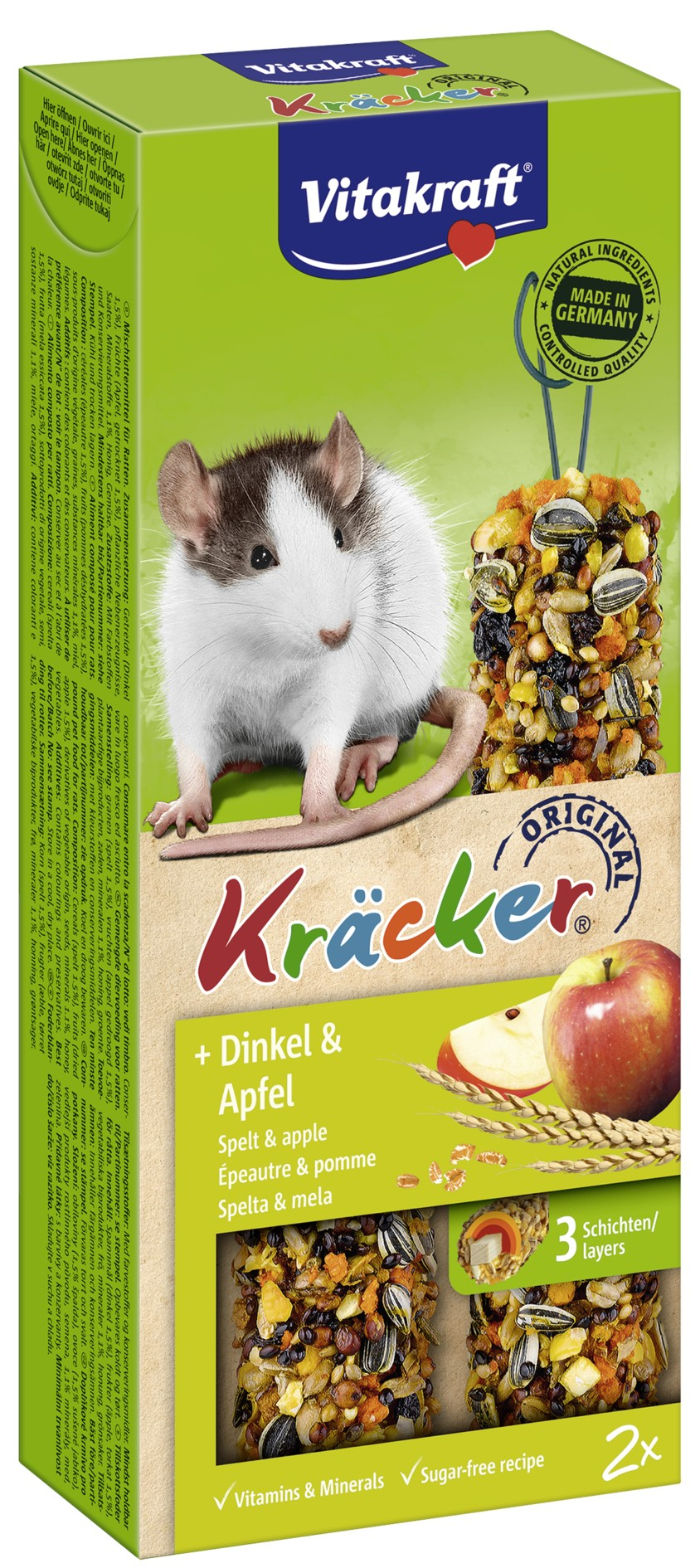 Kräcker Barritas de espelta y manzana para ratas