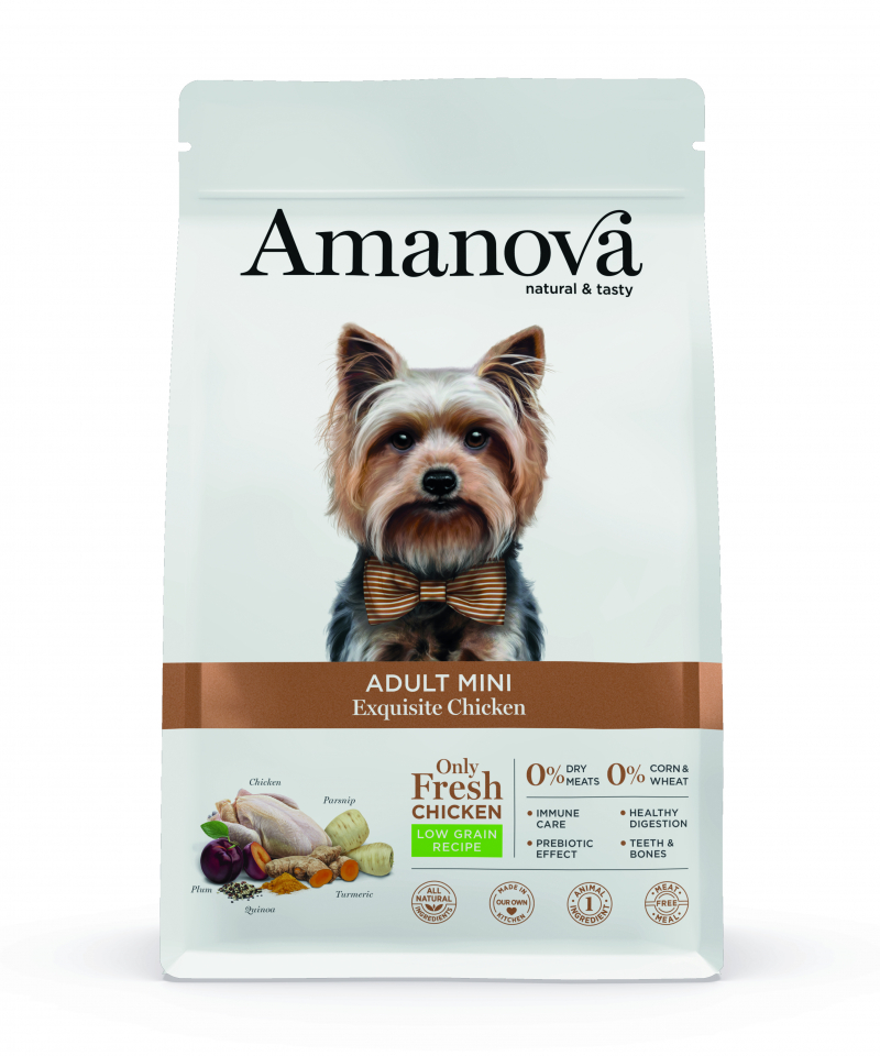 AMANOVA Mini Croquettes avec 70% de poulet frais pour Chien adulte de petite taille