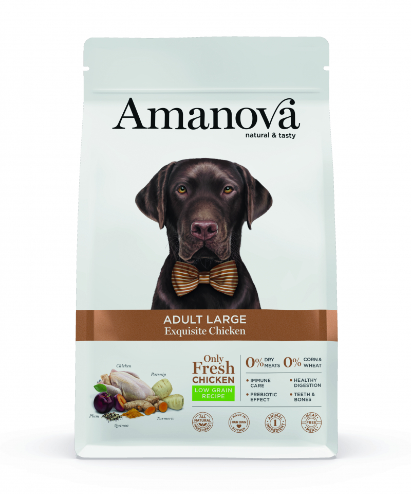 AMANOVA Large Croquettes avec 68% de poulet frais pour Chien adulte de grande taille