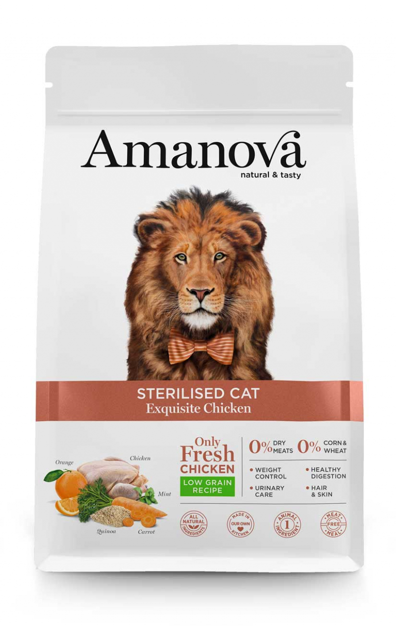 AMANOVA Sterilised Piensos con 60% de pollo fresco para Gato esterilizado