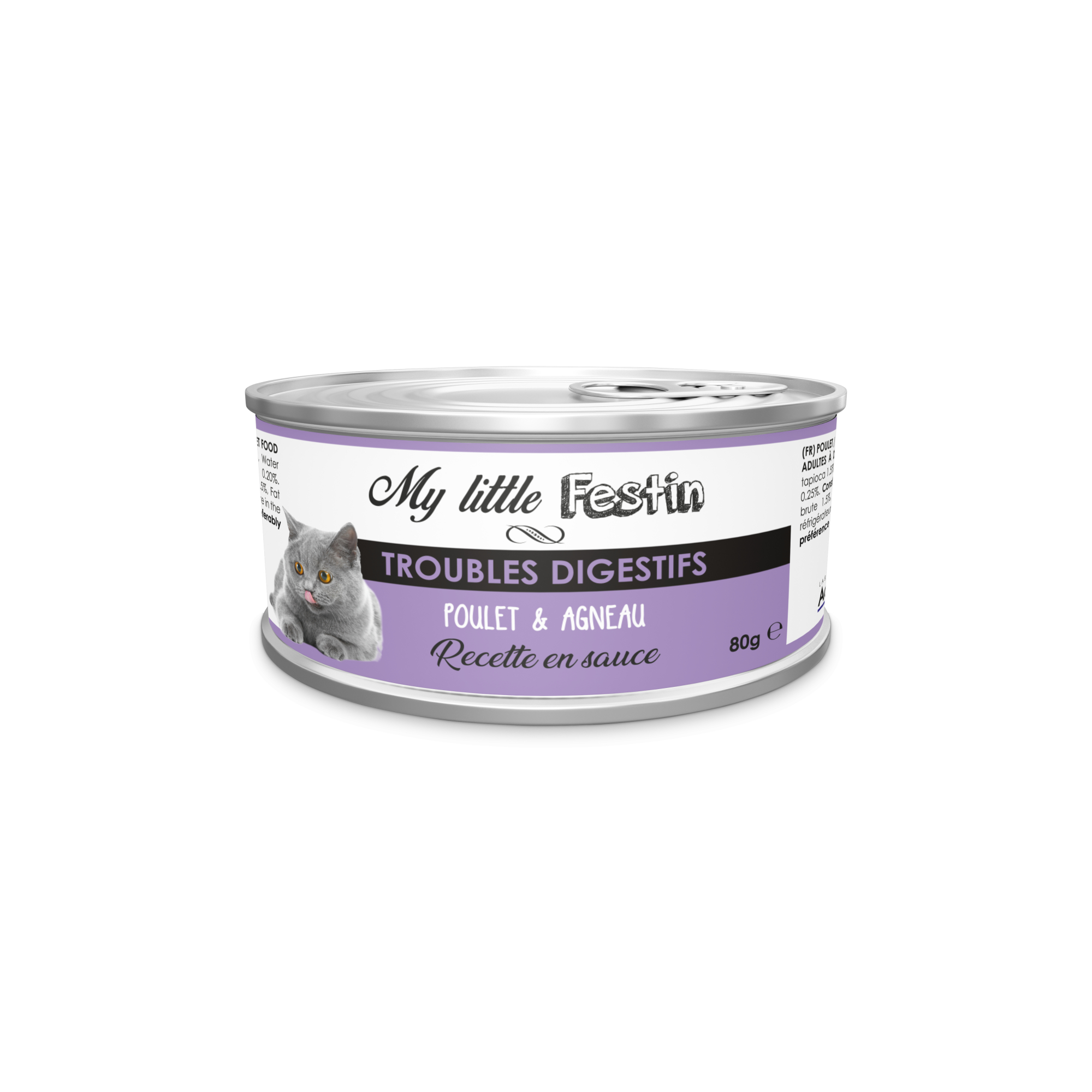 MY LITTLE FESTIN Paté en caldo o en salsa para Gato adulto con problemas digestivos 80g - 2 sabores a elegir