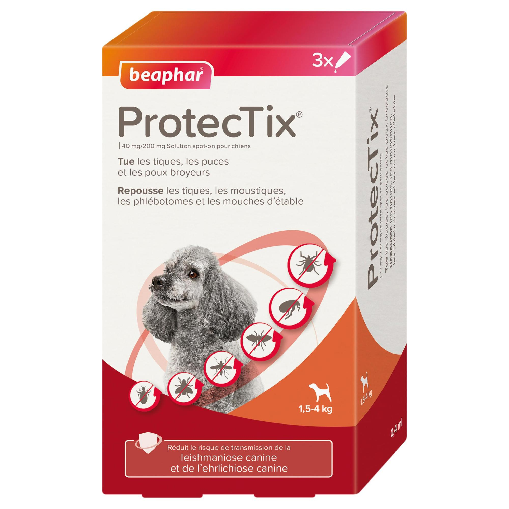 ProtecTix Spot-on Pipette antiparasitaires pour chien jusqu’à 4 kg