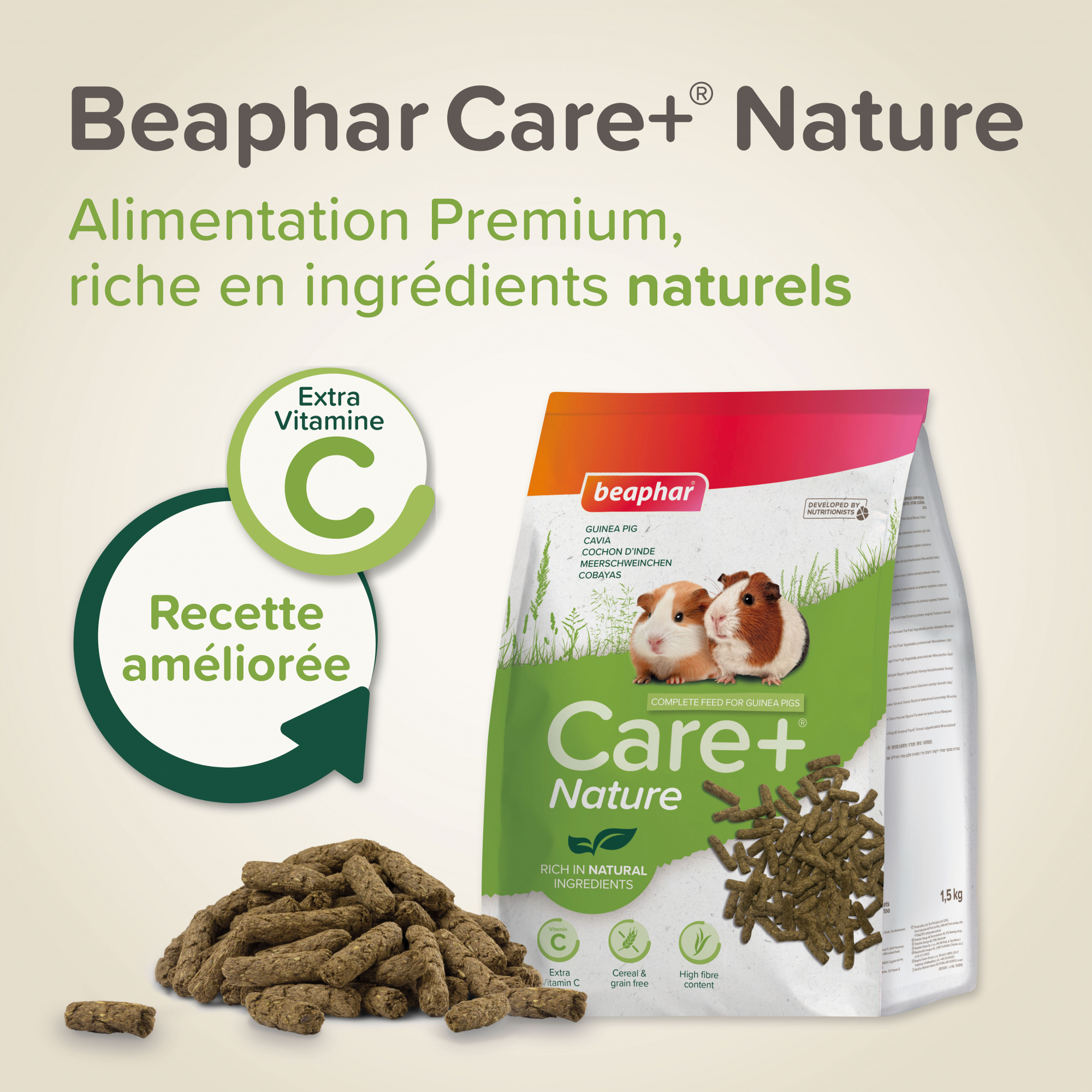 Care+ Nature Alimento Premium sin cereales para Cobayo