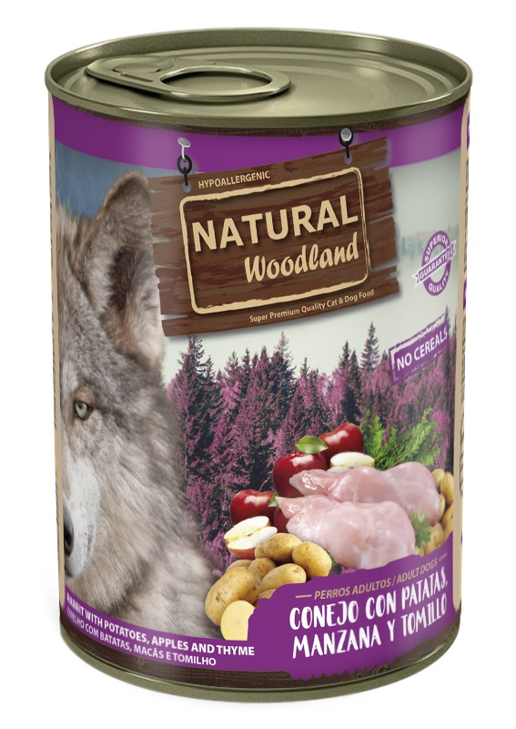 NATURAL WOODLAND patê hipoalergênica de Coelho para cão