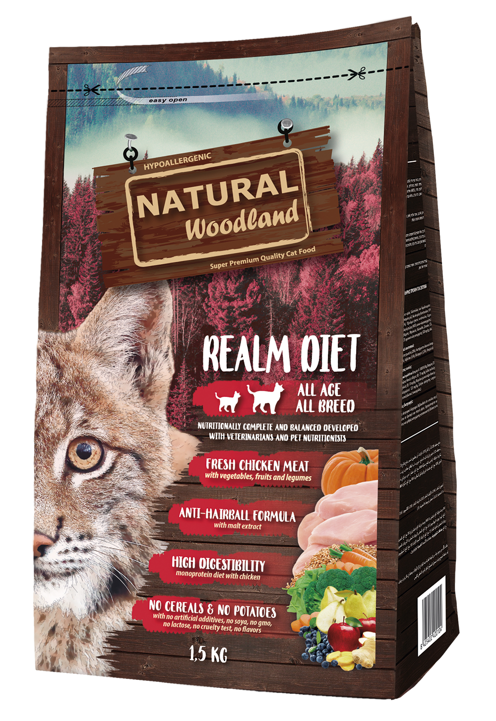 NATURAL WOODLAND Realm Diet Poulet pour chat