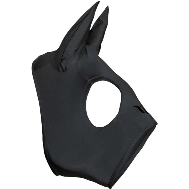 Beruhigende schwarze Maske für Pferde 