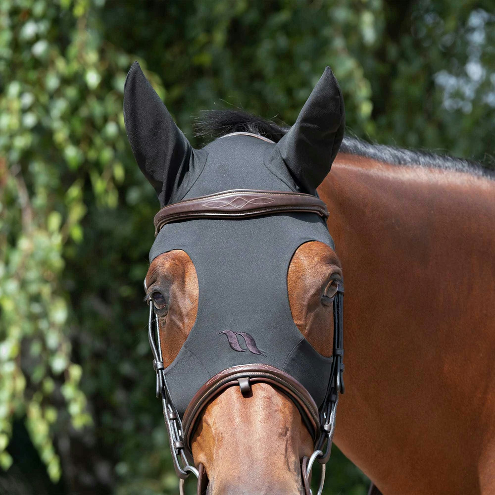 Kalmerend zwart masker voor paarden 