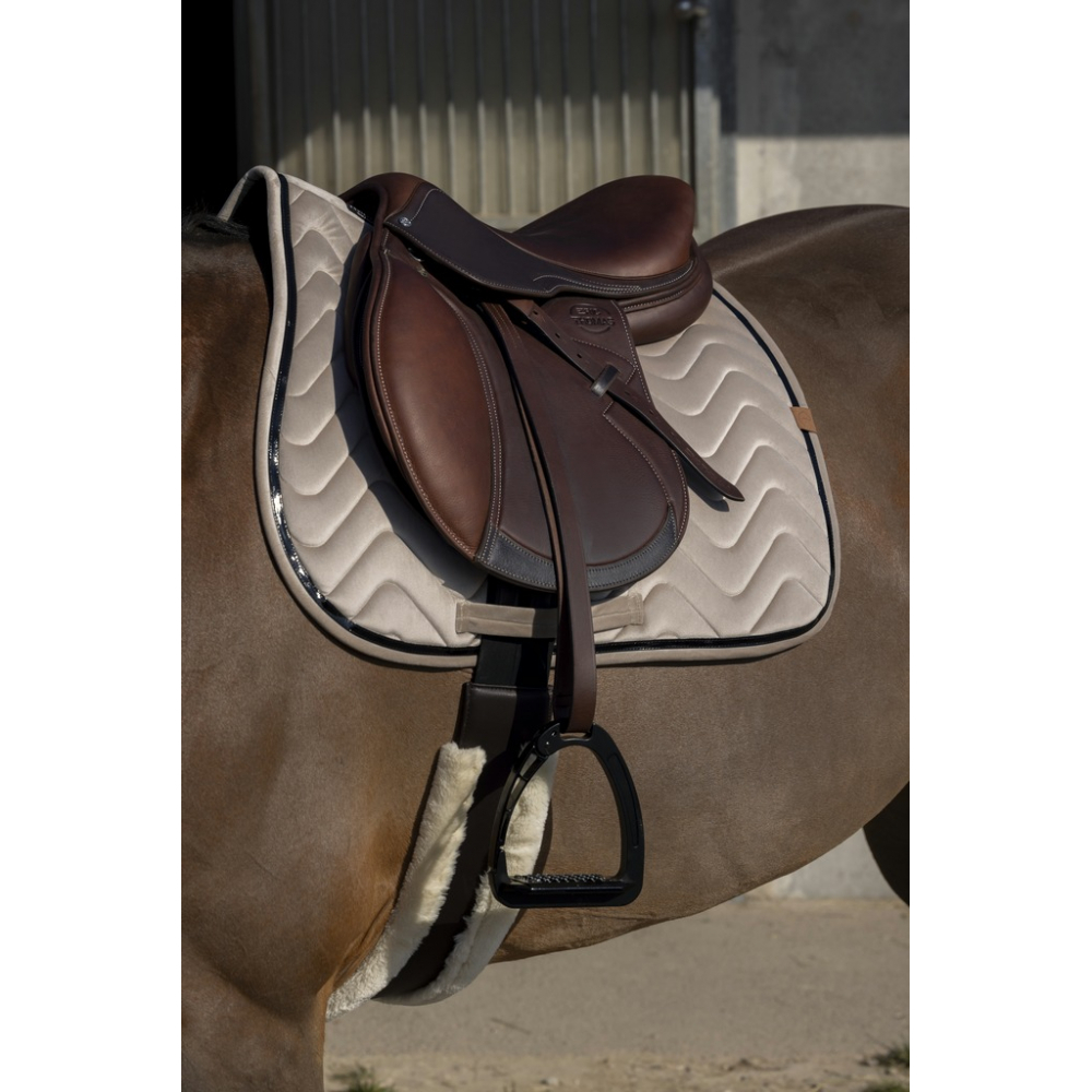 EQUITEHME Zadeldekje Glossy gemengd in beige fluweel voor paarden