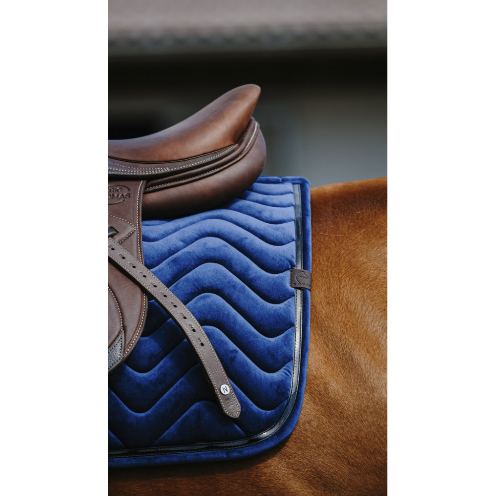 EQUITEHME Zadeldekje Glossy in navy fluweel voor paarden