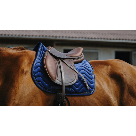 EQUITEHME Zadeldekje Glossy in navy fluweel voor paarden