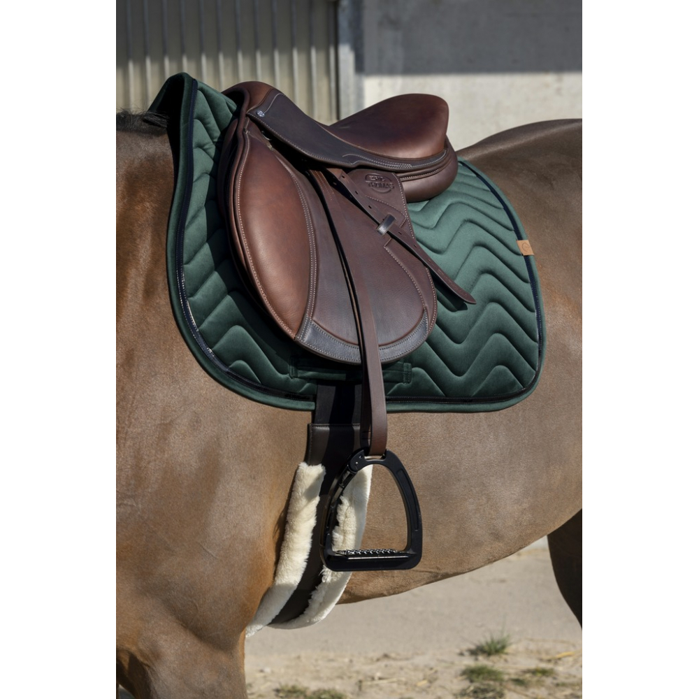 EQUITEHME Tapis de selle mixte Glossy en velours vert pour cheval