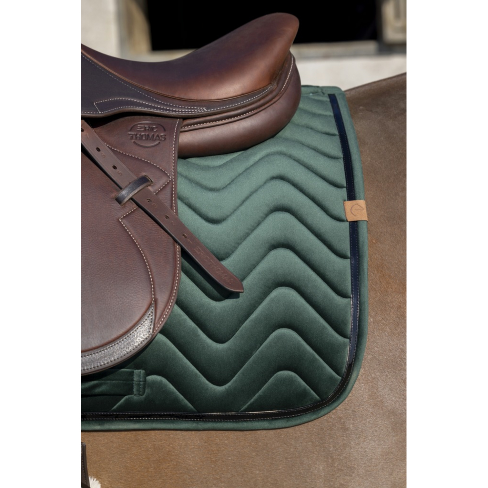 EQUITEHME Tapis de selle mixte Glossy en velours vert pour cheval