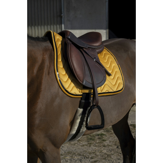 EQUITEHME Mantilla de montar mixta Glossy en terciopelo amarillo para caballo