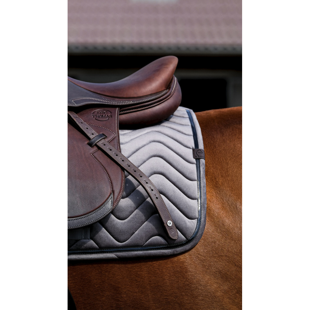 EQUITEHME Tapis de selle mixte Glossy en velours gris pour cheval