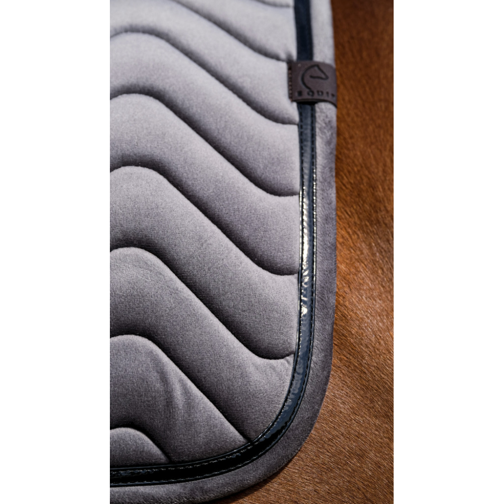 EQUITEHME Tapis de selle mixte Glossy en velours gris pour cheval