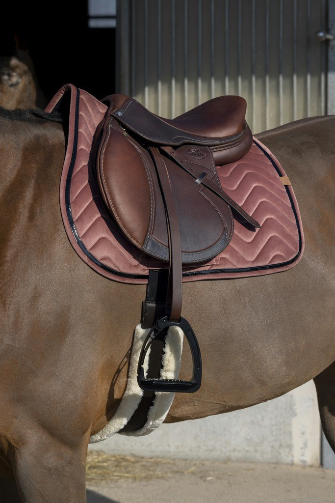 EQUITEHME Tapis de selle mixte Glossy en velours vieux rose pour cheval