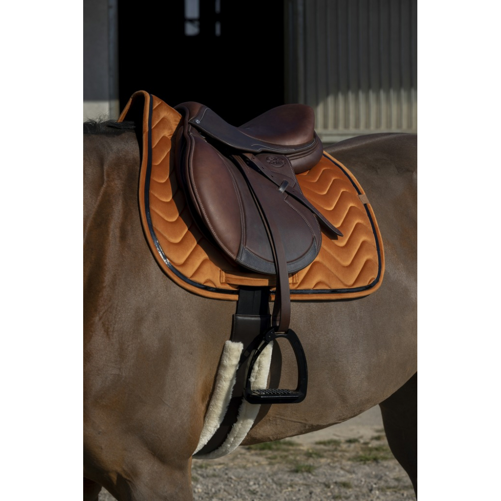 EQUITEHME Zadeldekje Glossy in oranje fluweel voor paarden