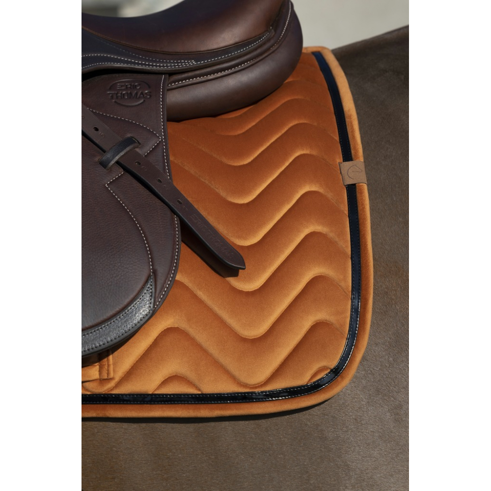 EQUITEHME Tapis de selle mixte Glossy em veludo laranja para cavalo