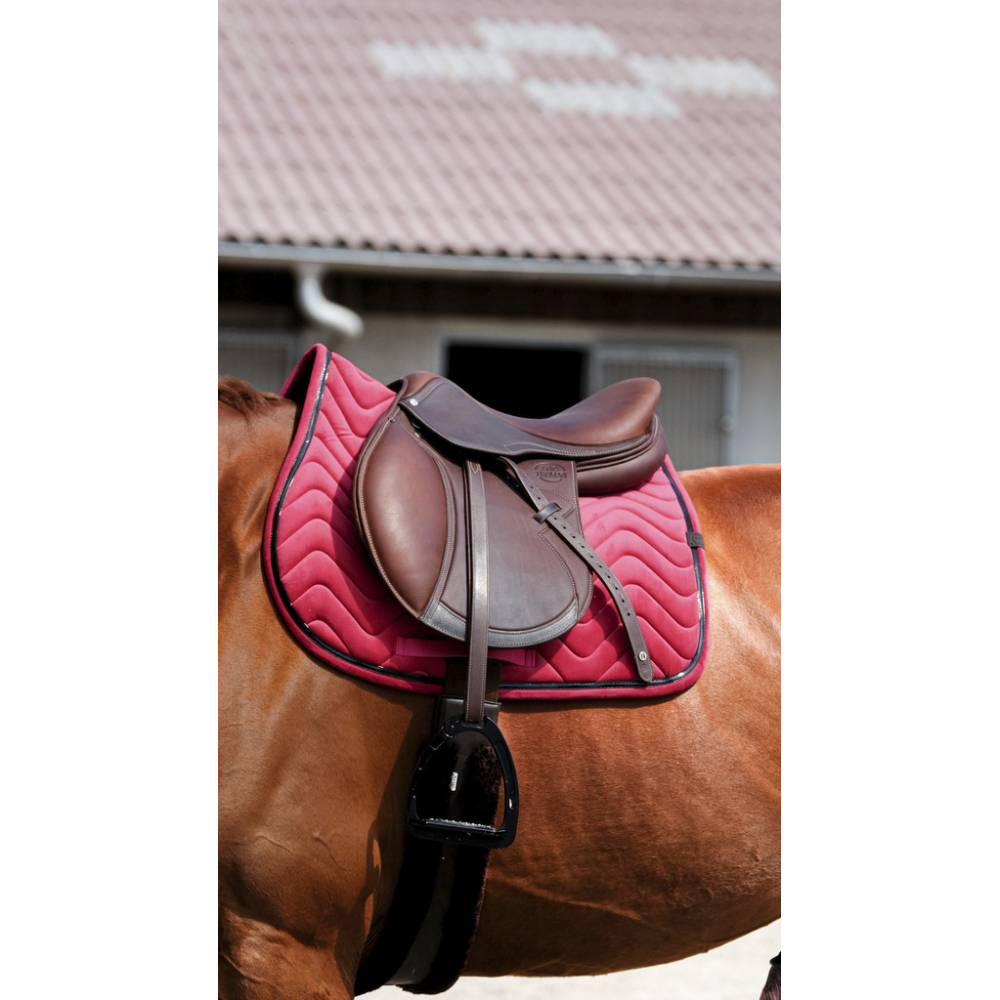 EQUITEHME Tapis de selle mixte Glossy en velours framboise pour cheval